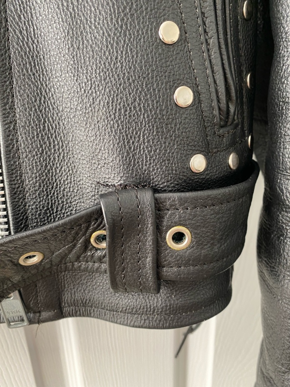 Black Studded Leather Biker Jacket - Picture 4 of 6